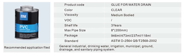 PVC UPVC CPVC Glue for Water Supply Solvent Cement