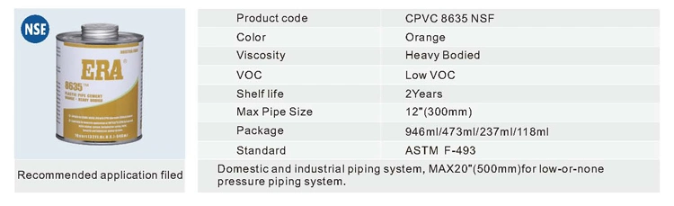 Orange CPVC Pipe Glue for Industrial Piping System
